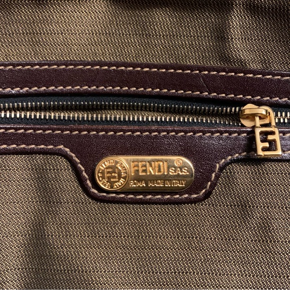 ❌SOLD❌ Vintage Fendi Zucca Brown Monogram Canvas Convertible Boston Bag - Picture 13 of 14